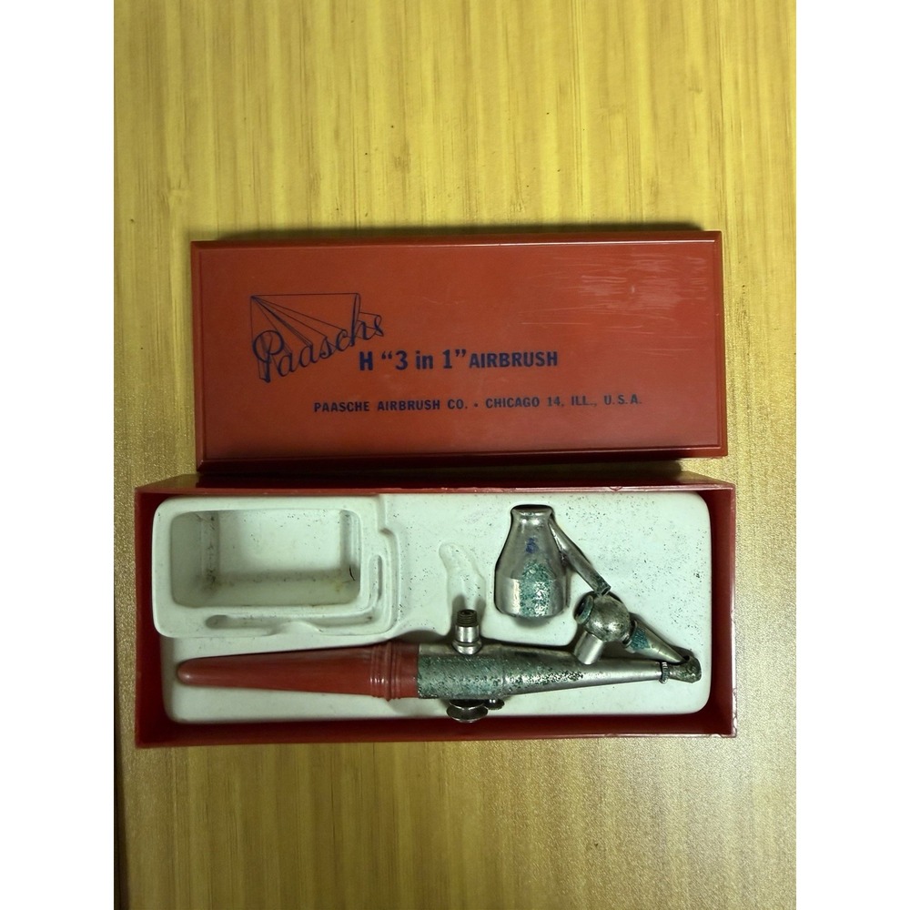 Paasche Vintage H "3 in 1" Airbrush Set with Accessories and Red Case—untested
